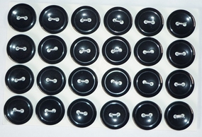 Buttons nylon 15mm/2-holes (2x 24 pcs), Black